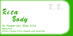 rita body business card